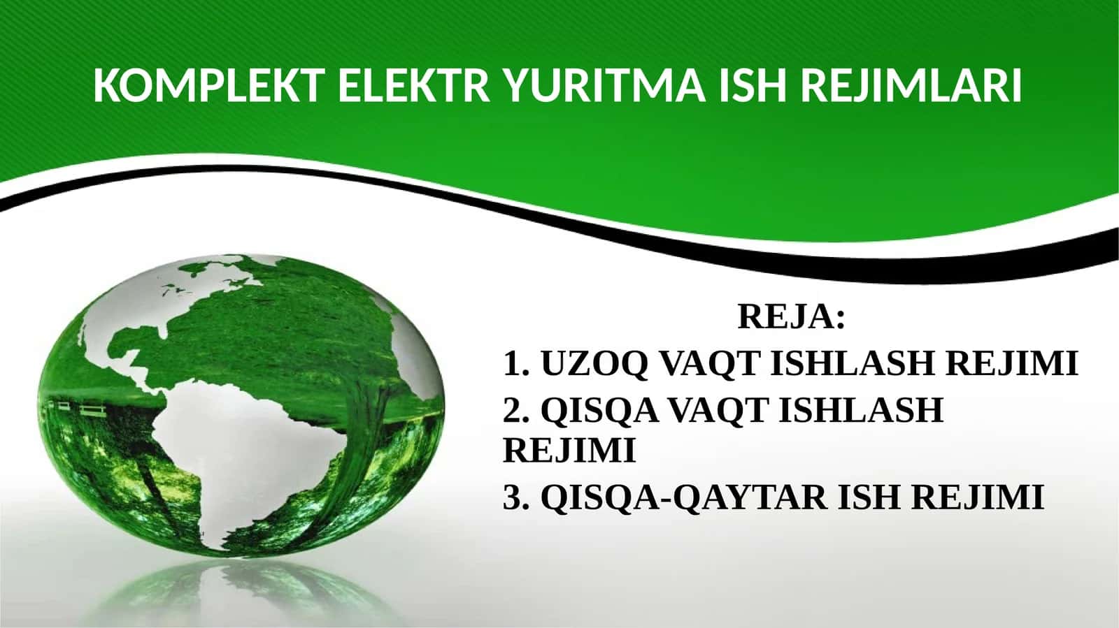 KOMPLEKT ELEKTR YURITMA ISH REJIMLARI 1
