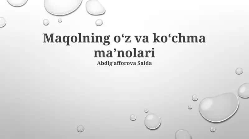 Misollar: majoziy ma'no 1