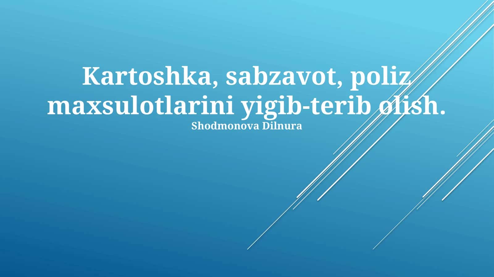 Kartoshka, sabzavot, poliz maxsulotlarini yigib-terib olish 1