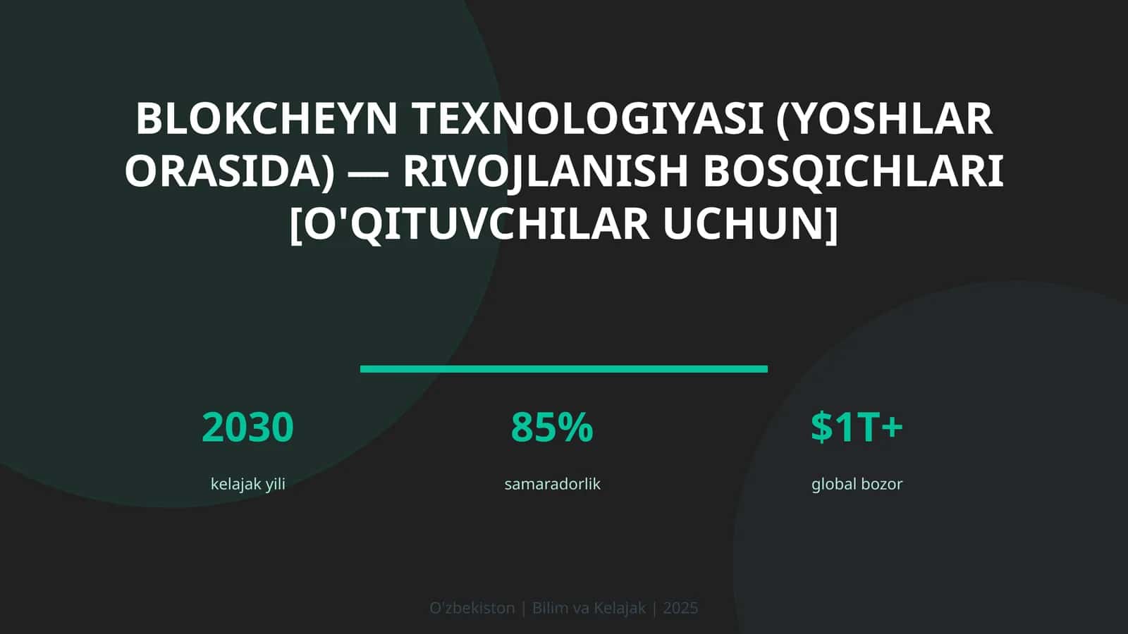 Blokcheyn texnologiyasi (yoshlar orasida) — rivojlanish bosqichlari [o'qituvchilar uchun] 1