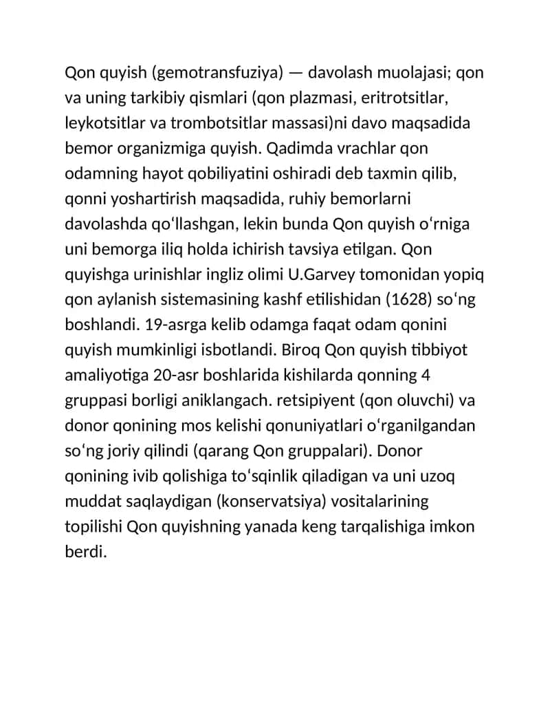 Qon quyish (gemotransfuziya) 1