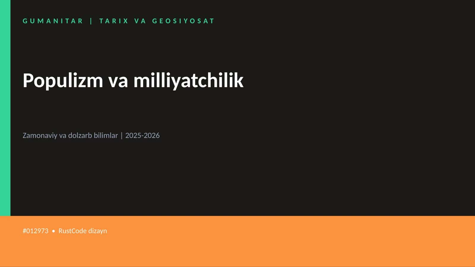 Populizm va milliyatchilik 1