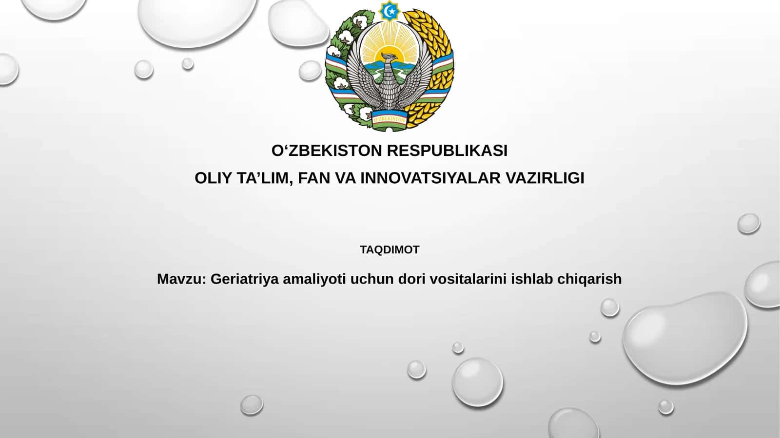 Geriatriya amaliyoti uchun dorivotalarini ishlab chiqarish 1