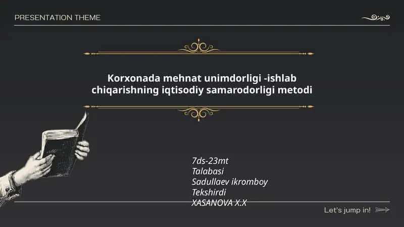 Mehnat unumdorligi - ishlab chiqarishning iqtisodiy samarodorligi metodi 1