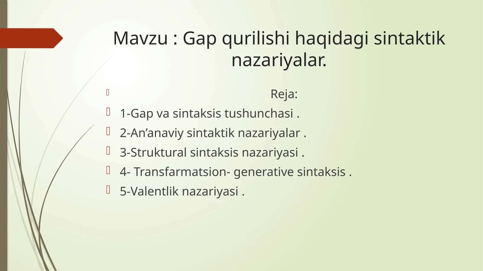 Gap qurilishi haqidagi sintaktik nazariyalar 1