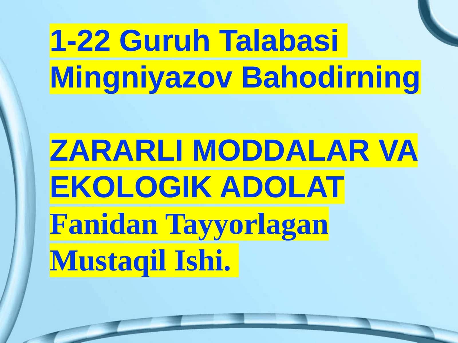 Zararli moddalar va ekologik adolat 1