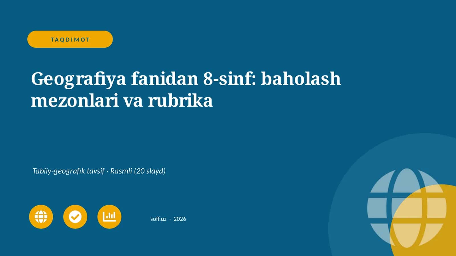 Geografiya fanidan 8-sinf: baholash mezonlari va rubrika 1