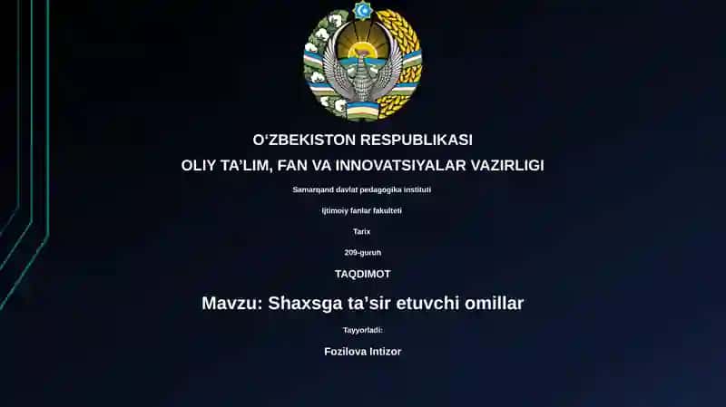 Shaxsga ta'sir etuvchi omillar