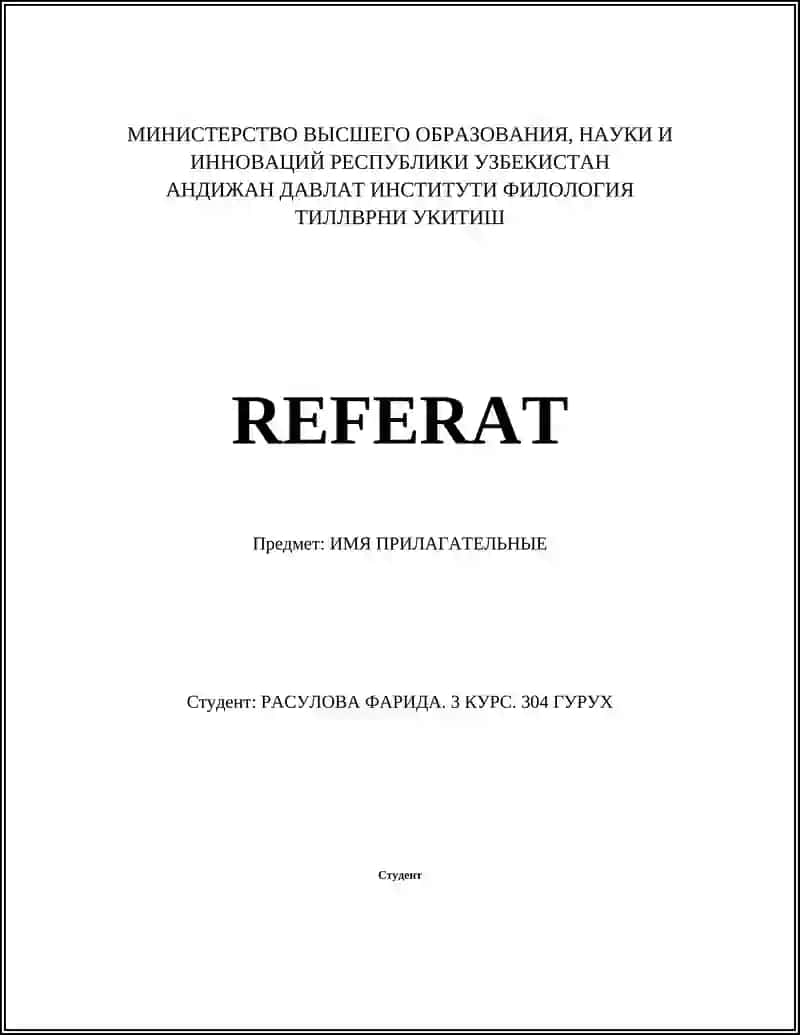 ИМЯ ПРИЛАГАТЕЛЬНЫЕ