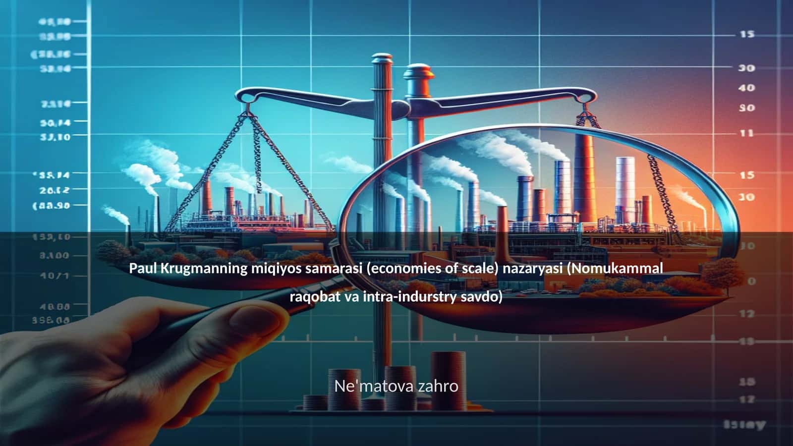 Paul Krugmanning miqiyos samarasi (economies of scale) nazaryasi (Nomukammal raqobat va intra-indurstry savdo) 1