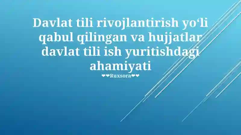 - Tags: Davlat tili, hujjatlar, standartizatsiya, rasmiy muhitlar