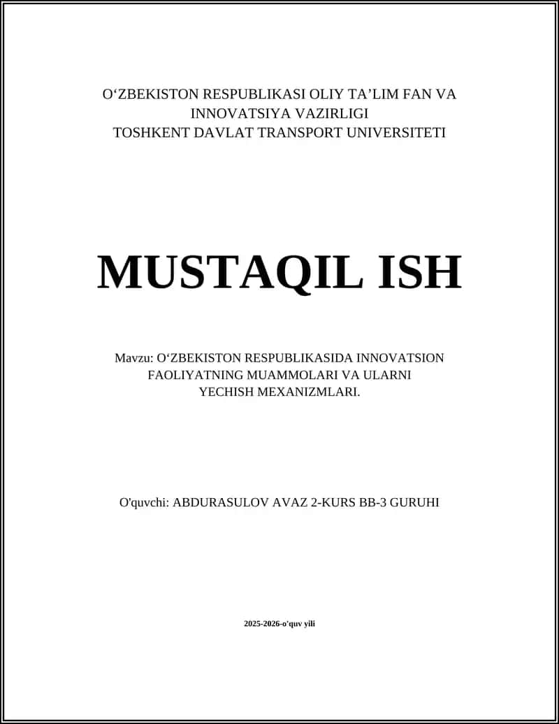 Innovatsion faoliyatning muammolari va yechish mexanizmlari 1