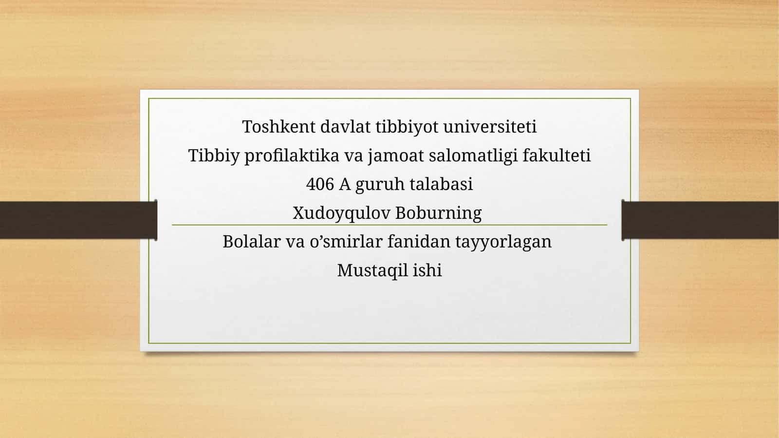 Maktab yoshidagi oʻquvchilar organizm faoliyatini funksional holatini baholash 1
