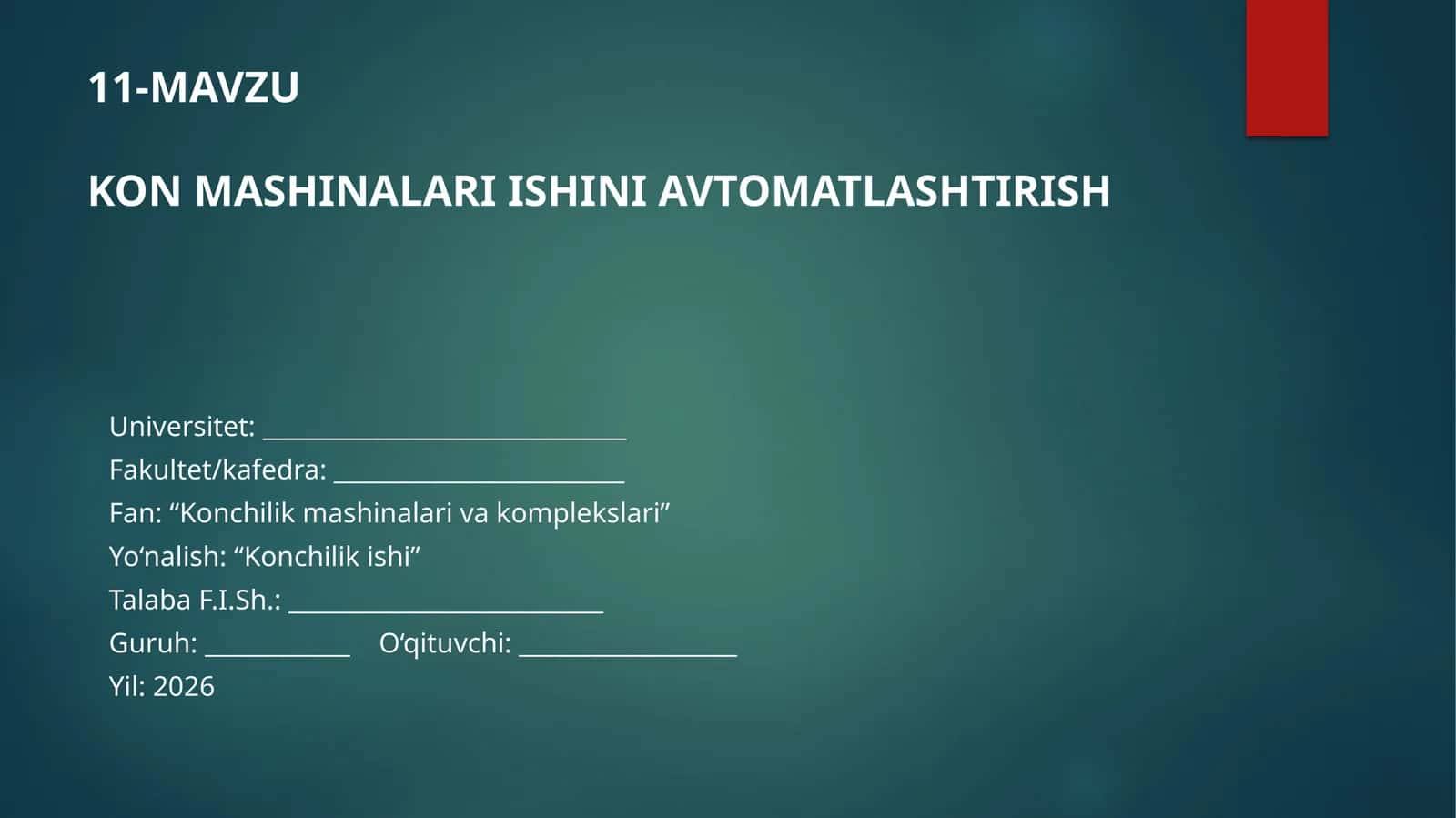 "Kon mashinalari ishini avtomatlashtirish" 1