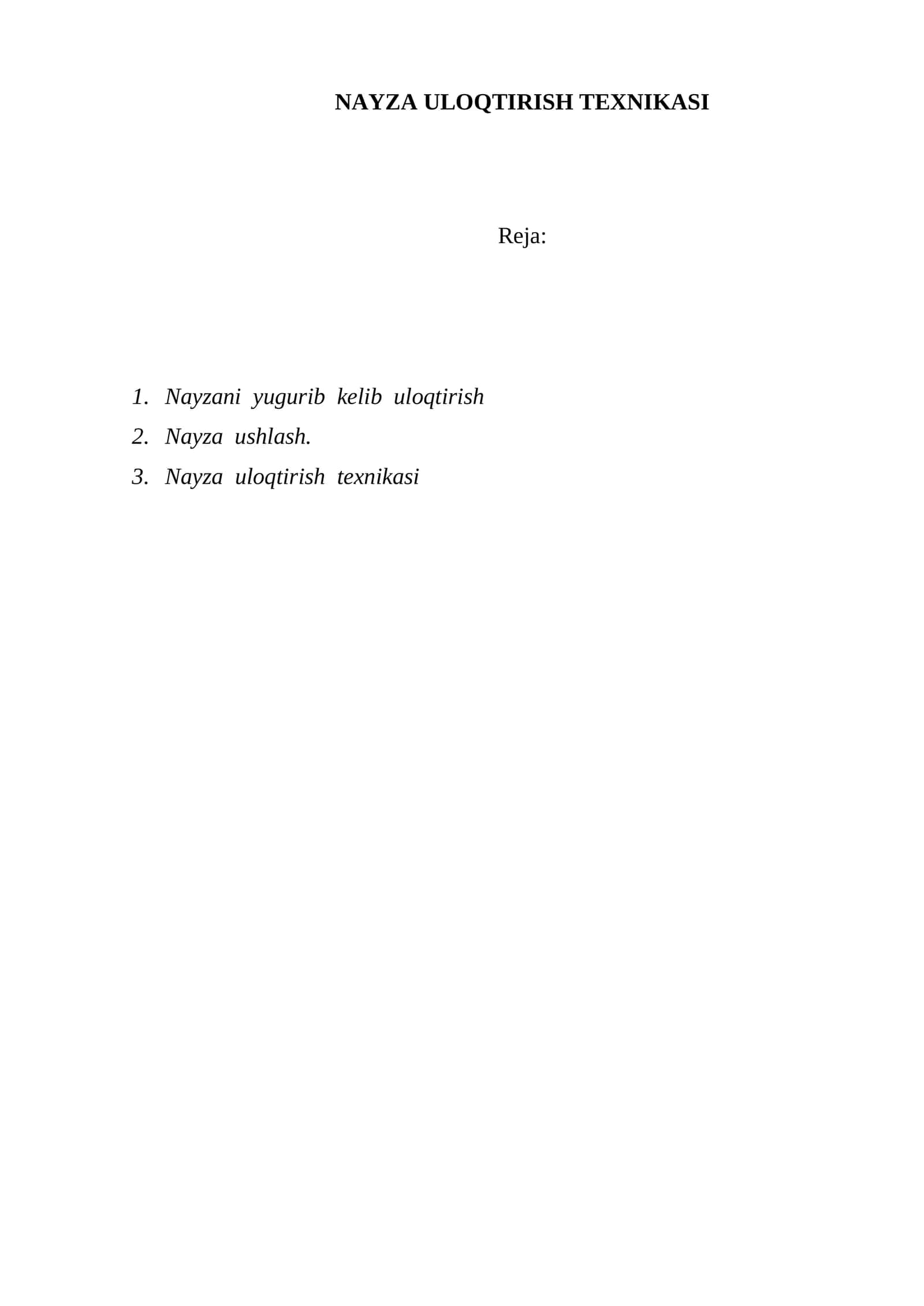 Nayza Uloqtirish Texnikasi 1