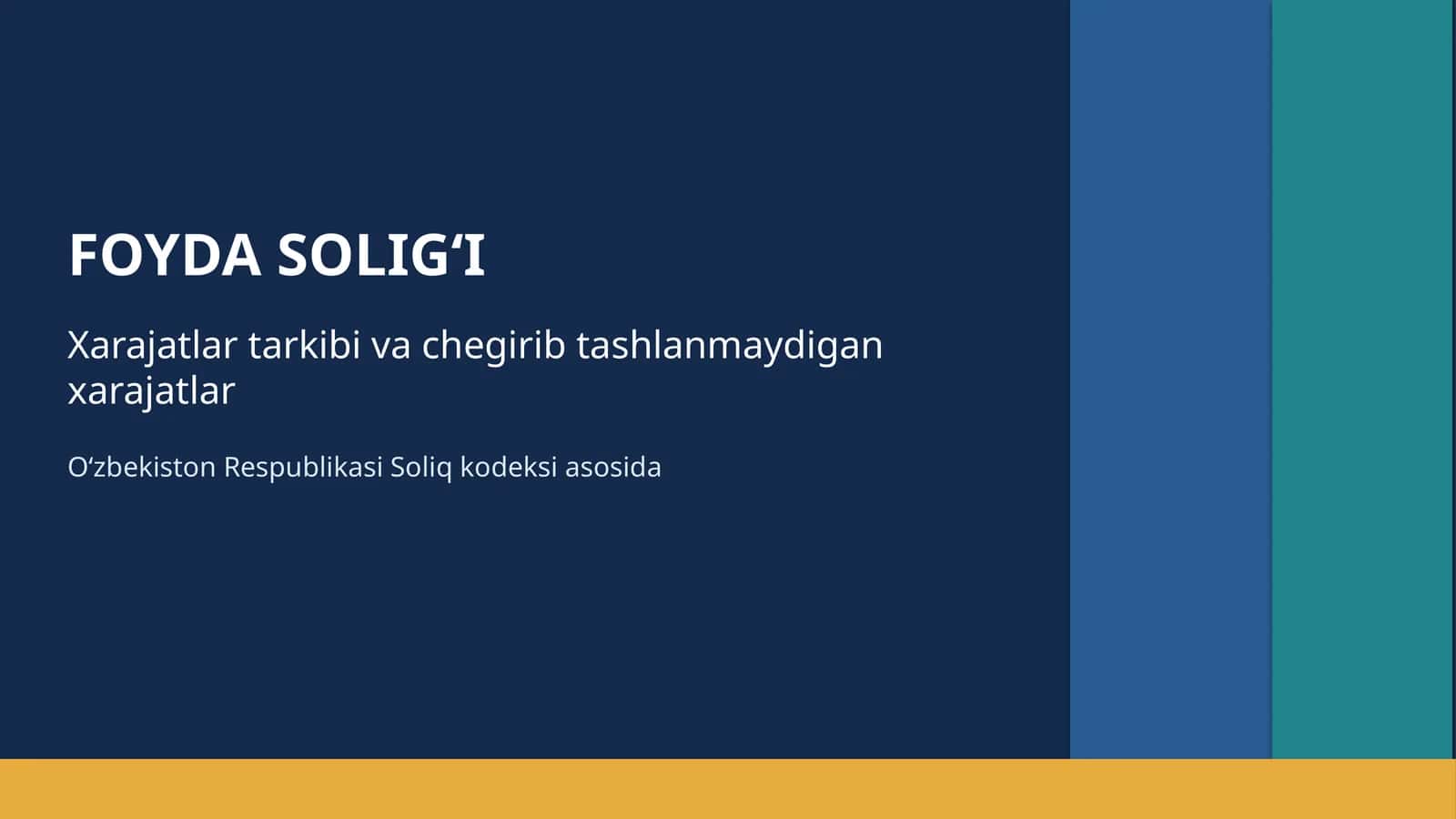 Foyda solig‘ining xarajatlar tarkibi hamda chegirib tashlanmaydigan xarajatlar 1