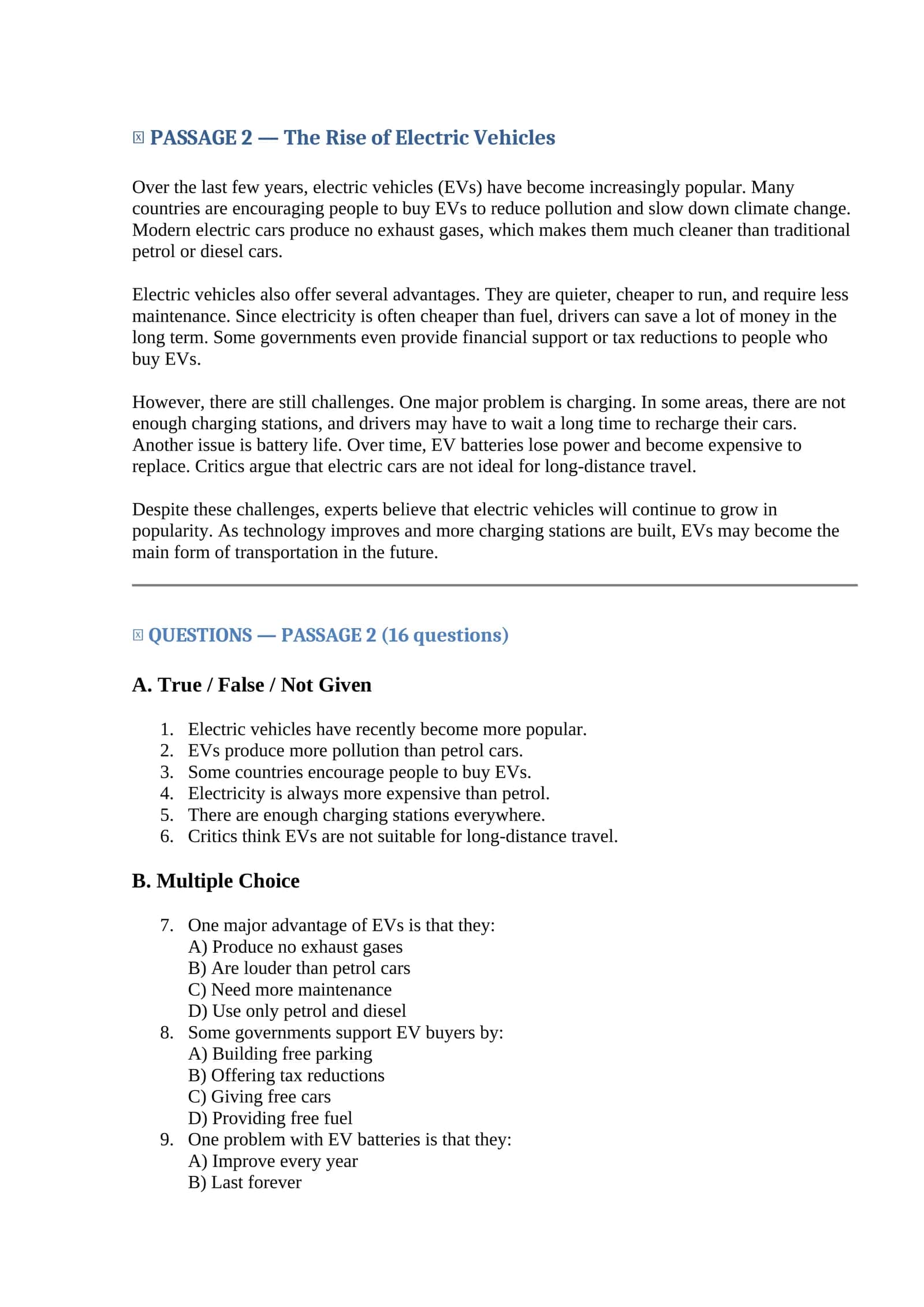 Reading passages for elementary and intermediate students 1