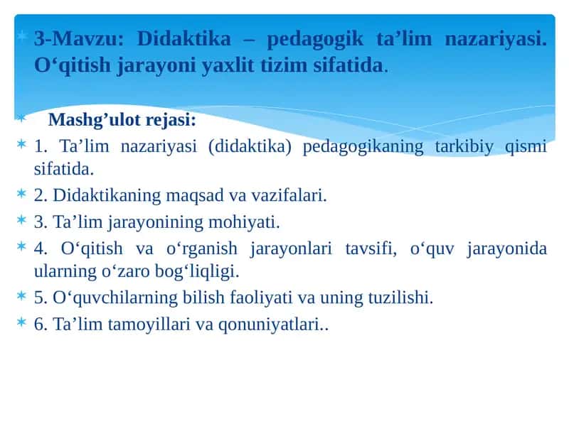Didaktika – pedagogik ta’lim nazariyasi 1
