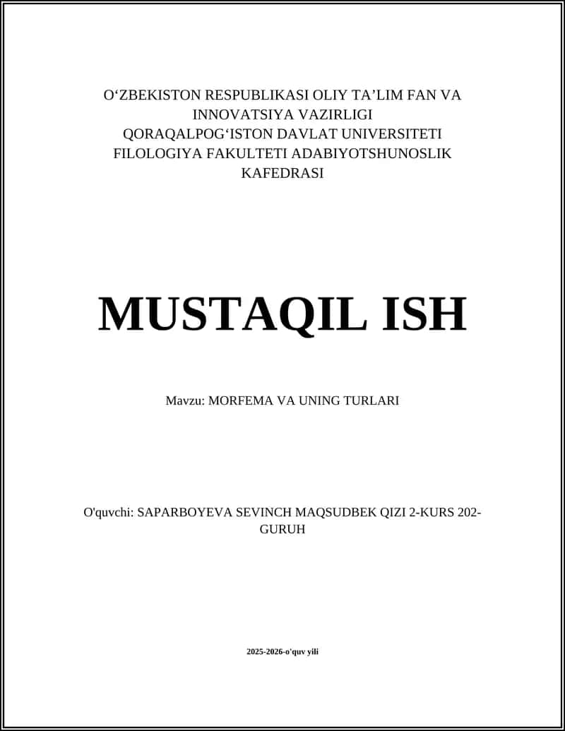 MORFEMA VA UNING TURLARI 1