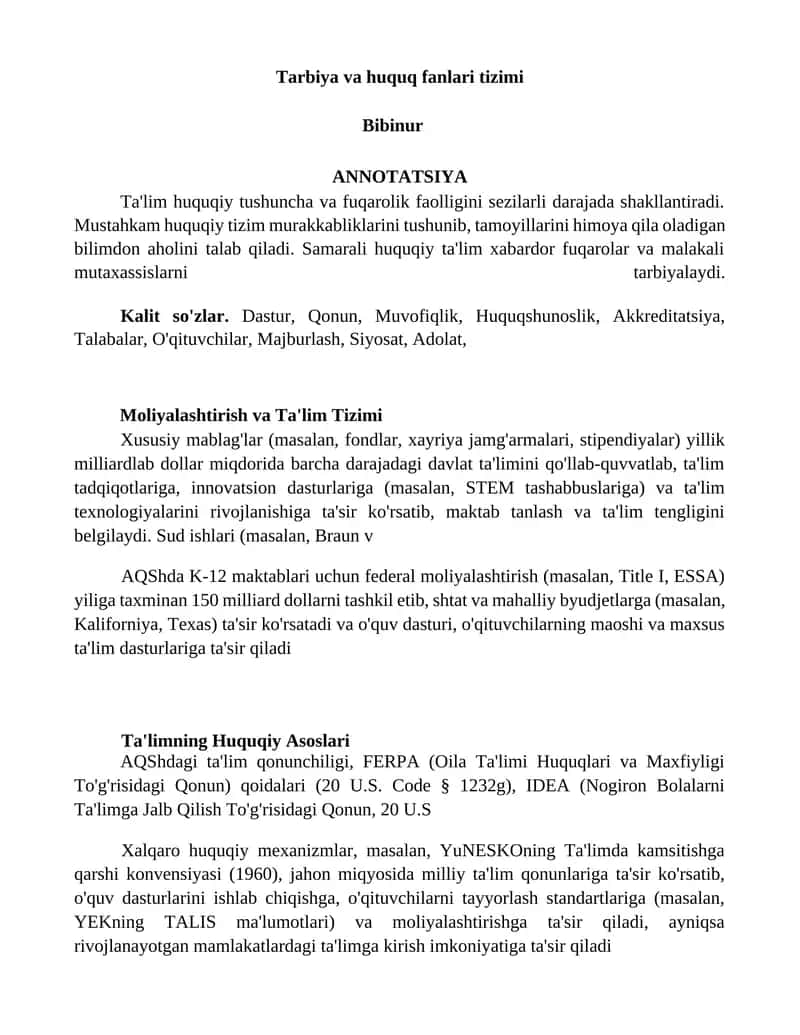 Tarbiya va huquq fanlari tizimi 1