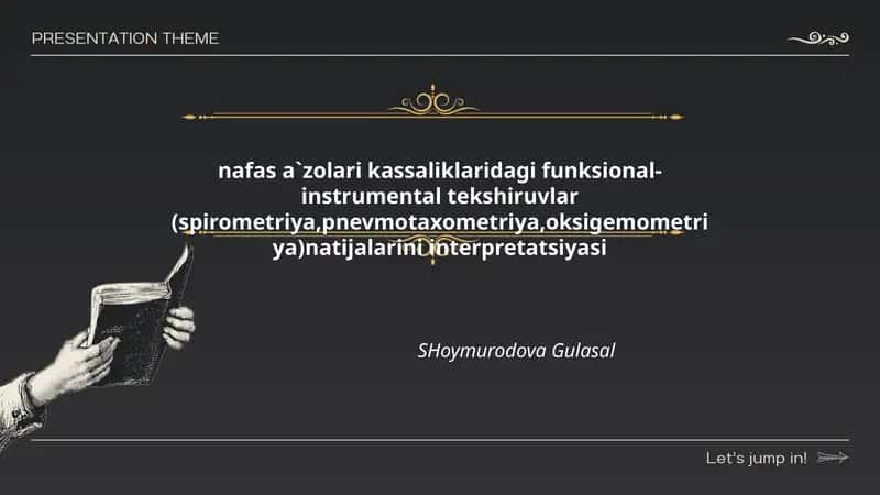 Nafas a`zolari kassaliklaridagi funksional-instrumental tekshiruvlar (spirometriya,pnevmotaxometriya,oksigemometriya)natijalarini interpretatsiyasi 1