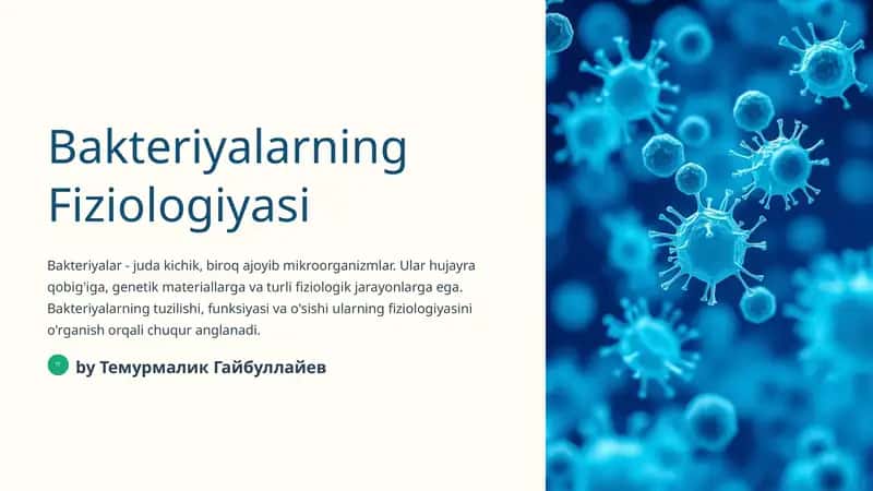 Bakteriyalarning Fiziologiyasi 1