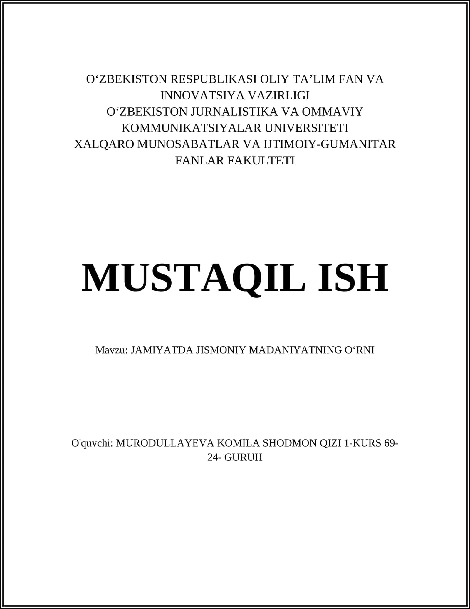 Jismoniy tarbiya va ta'lim 1
