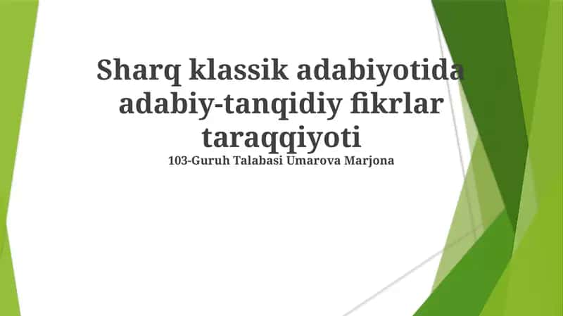 Sharq klassik adabiyotida adabiy-tanqidiy fikrlar taraqqiyoti 1