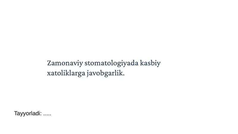Zamonaviy Stomatologiyada Kasbiy Xatoliklarga Javobgarlik 1