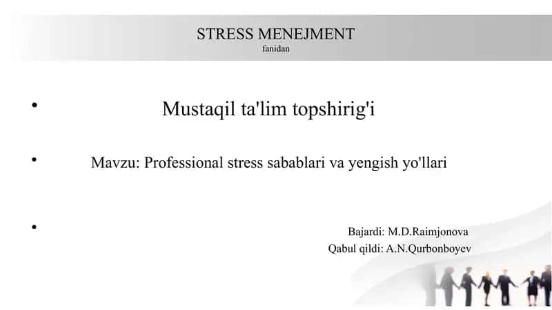 KASBIY STRESS NIMA? 1