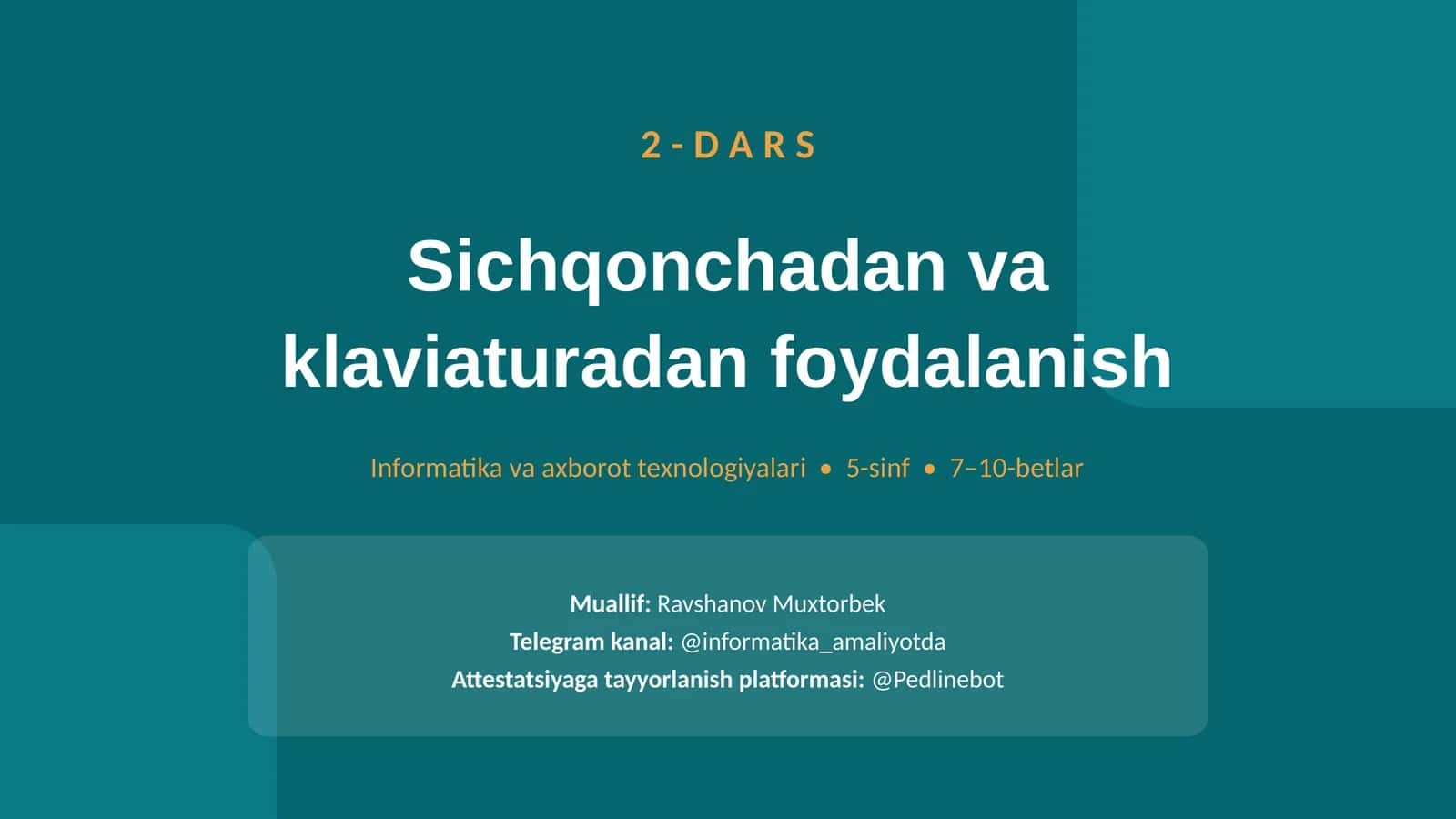 Sichqonchadan va klaviaturadan foydalanish 1