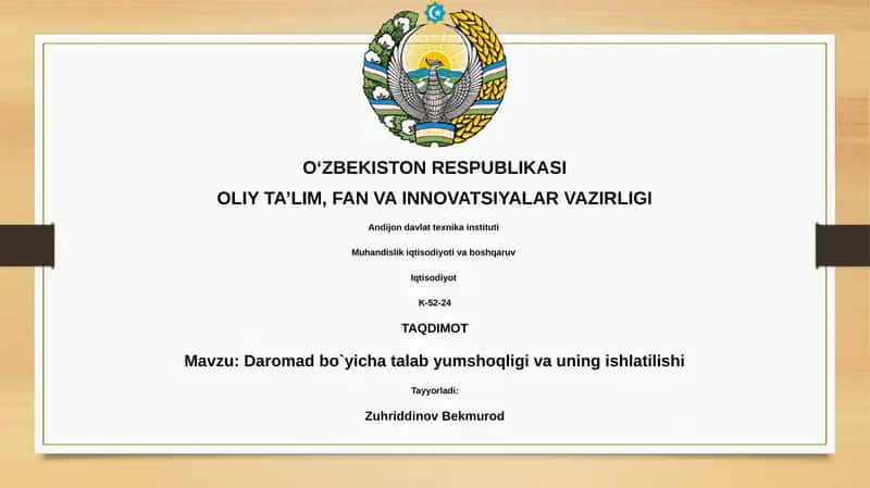 Daromad bo`yicha talab yumshoqligi va uning ishlatilishi 1