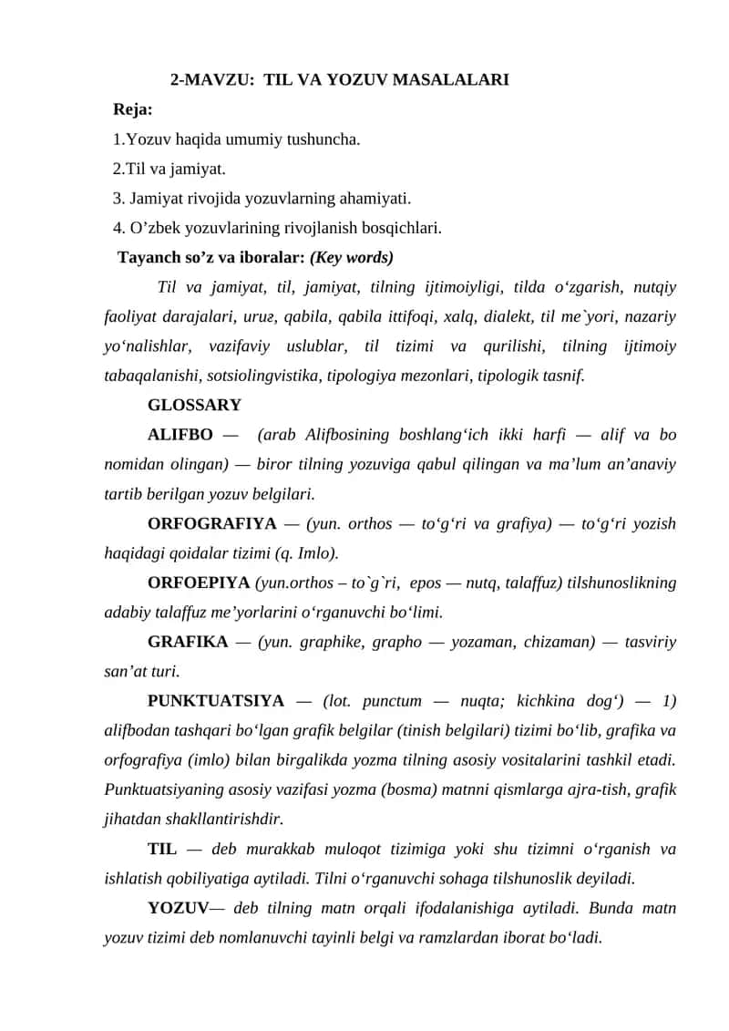 TIL VA YOZUV MASALALARI 1