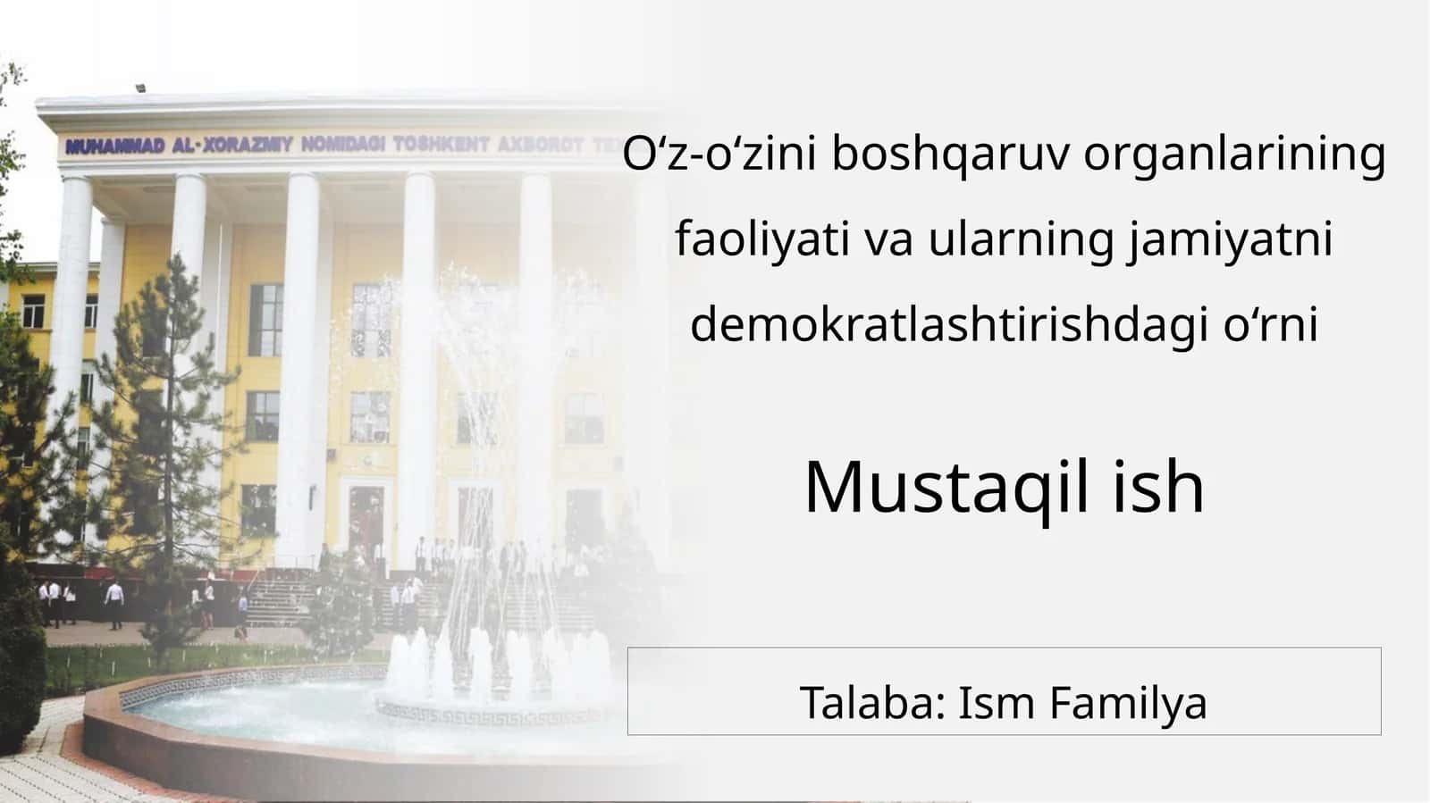 O‘z-o‘zini boshqaruv organlarining faoliyati va ularning jamiyatni demokratlashtirishdagi o‘rni 1