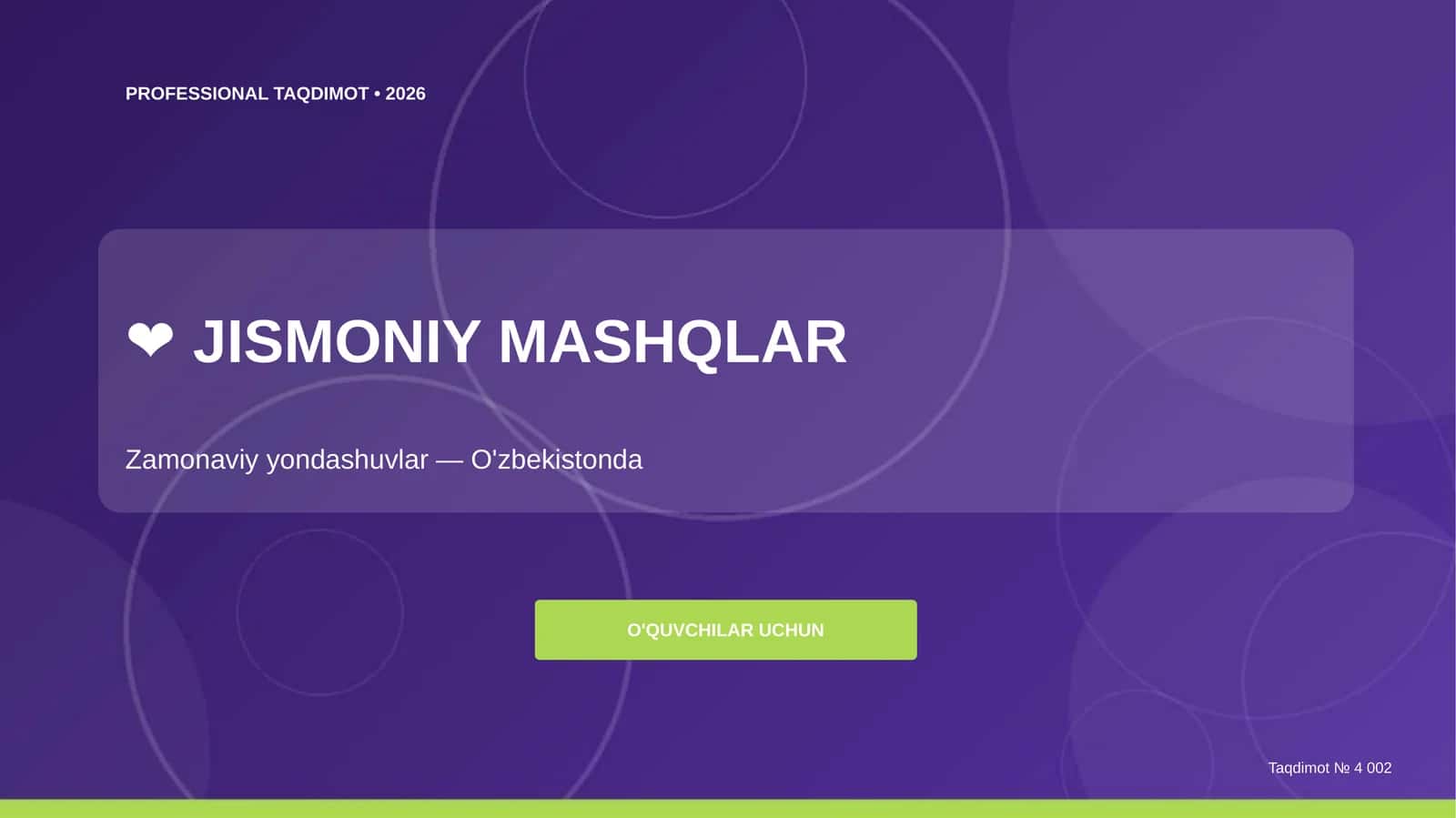 Jismoniy mashqlar: zamonaviy yondashuvlar (O'zbekistonda) 1