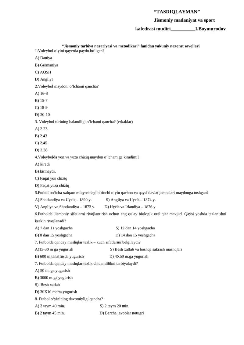 "Jismoniy tarbiya nazariyasi va metodikasi" 1