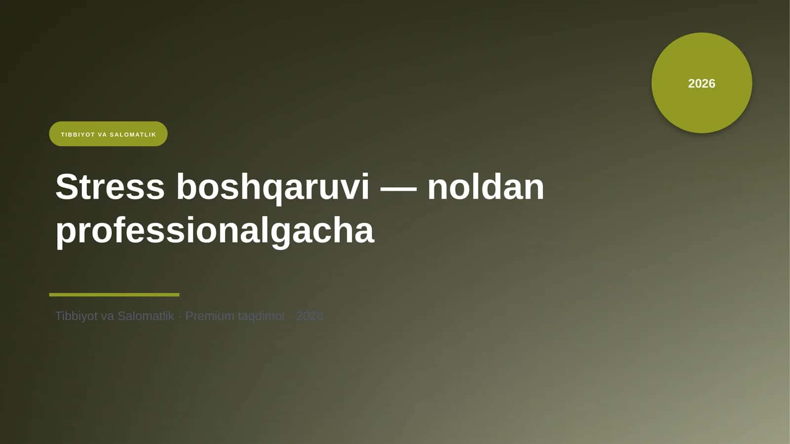 Stress boshqaruvi — noldan professionalgacha 1