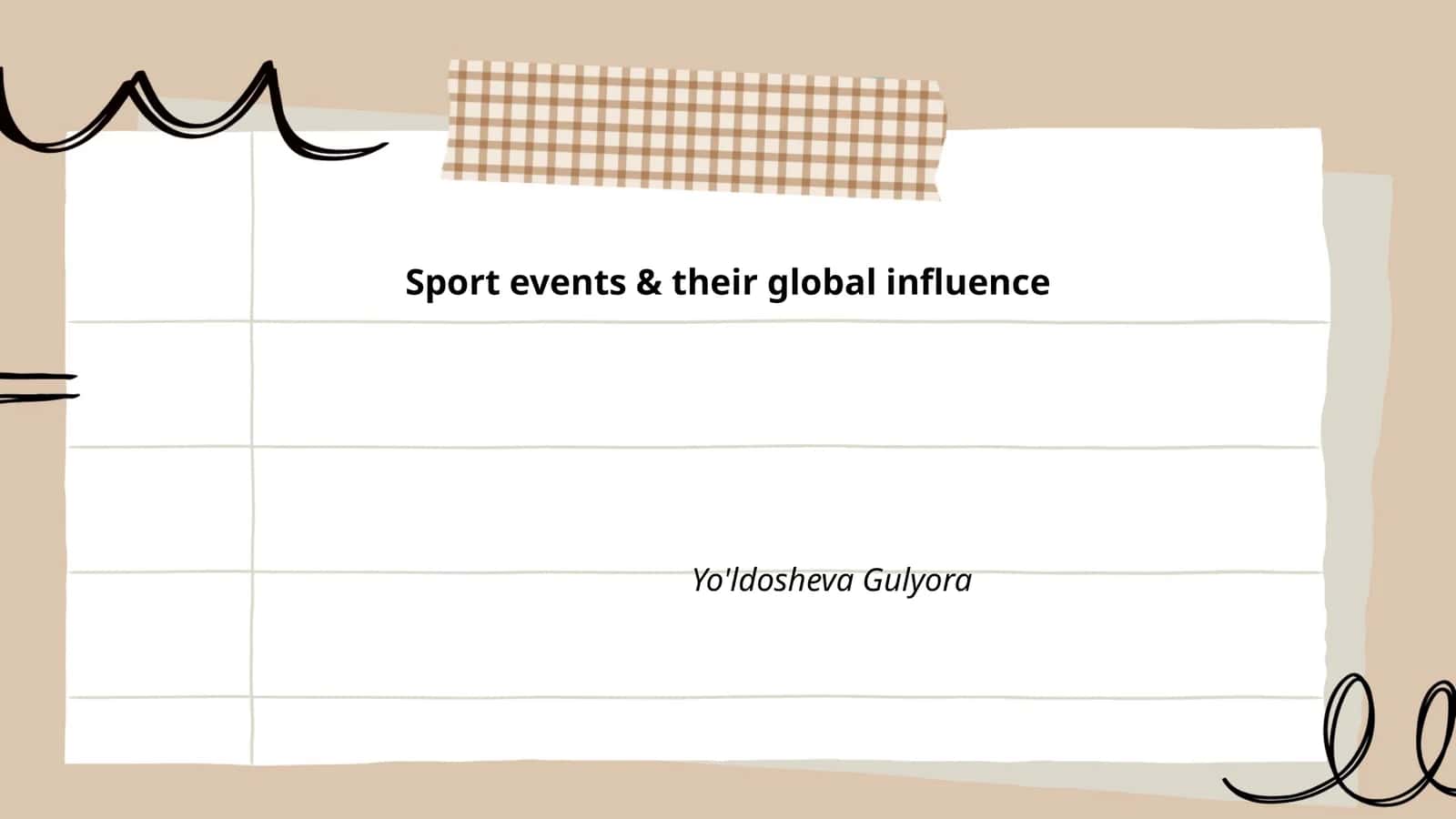 The Olympic Games and Global Unity 1