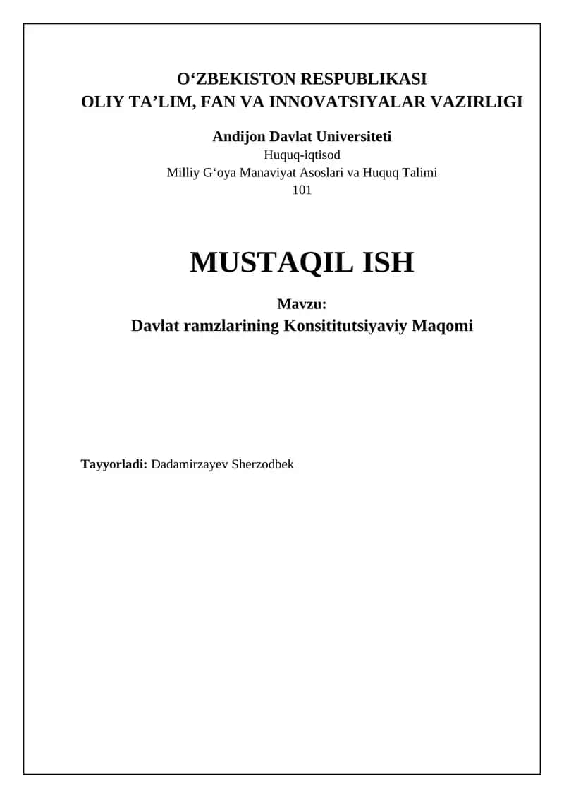 Davlat ramzlari: Konstitutsiyaviy-huquqiy asoslar va himoya 1