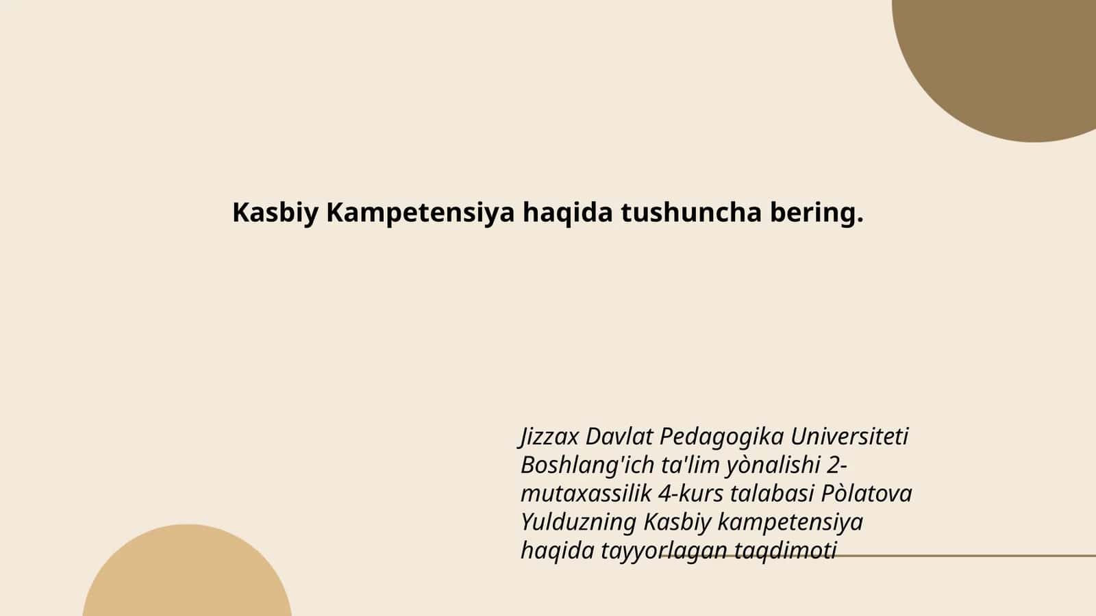 Kasbiy Kampetensiya 1