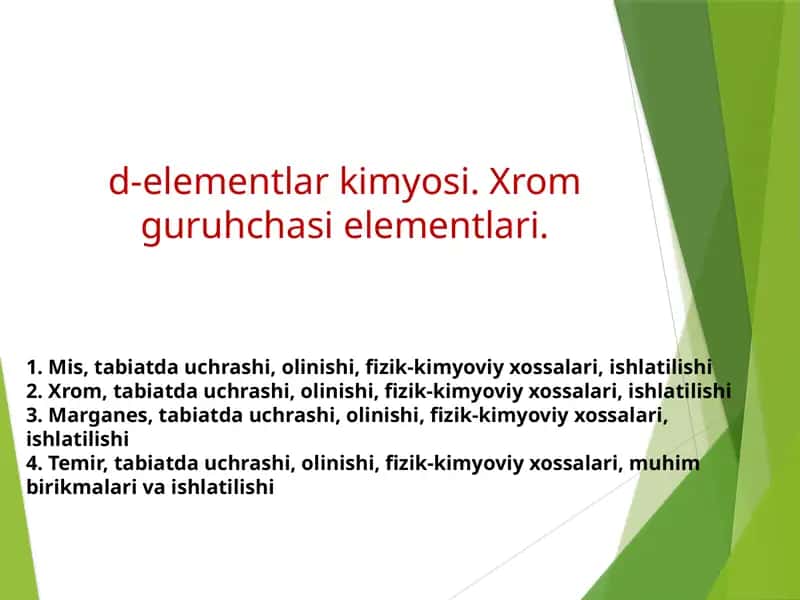 d-elementlar kimyosi 1