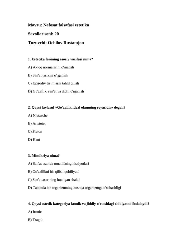 Nafosat falsafasi estetika 1