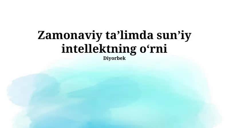 Sun'iy intellektning ta'limdagi o'rni 1
