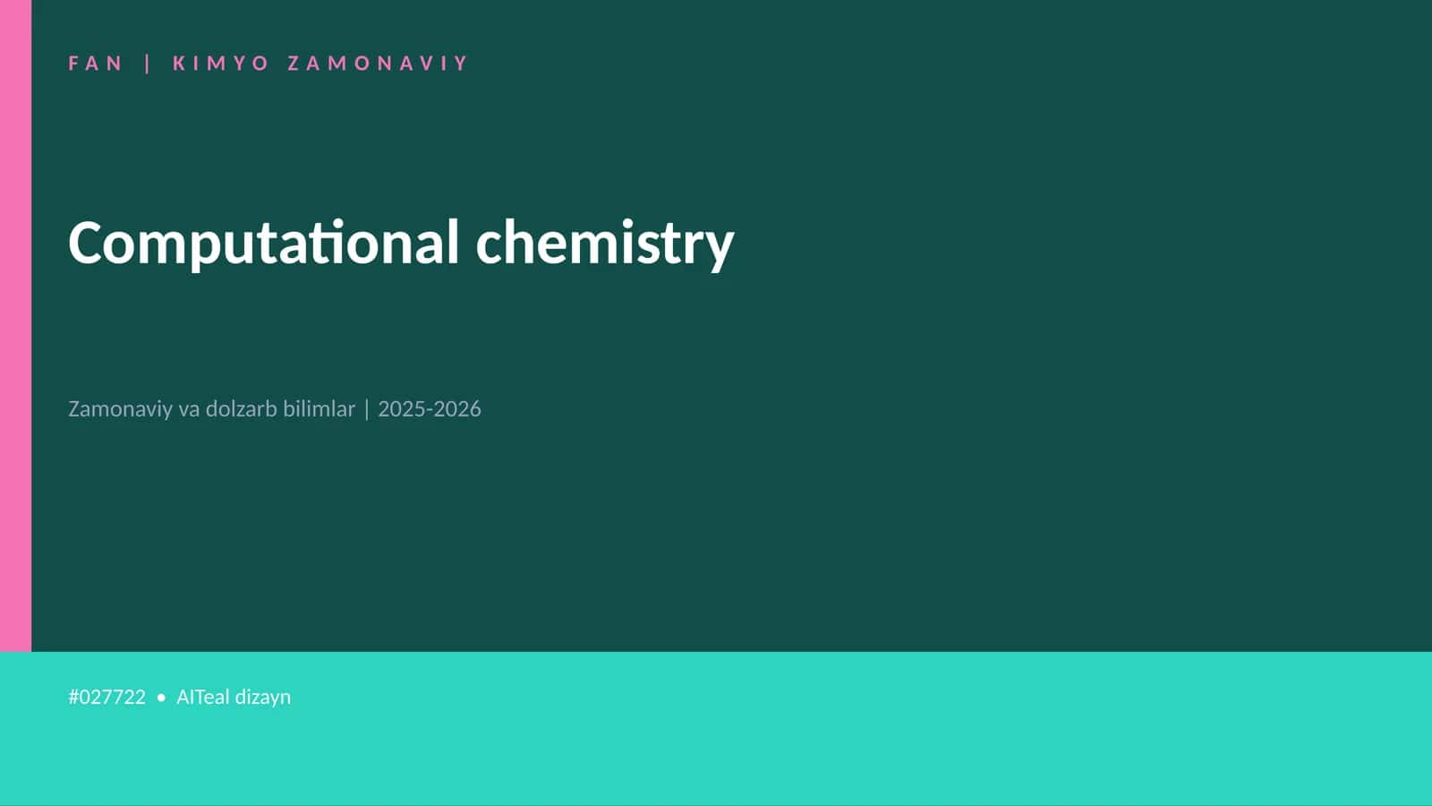 Computational chemistry 1
