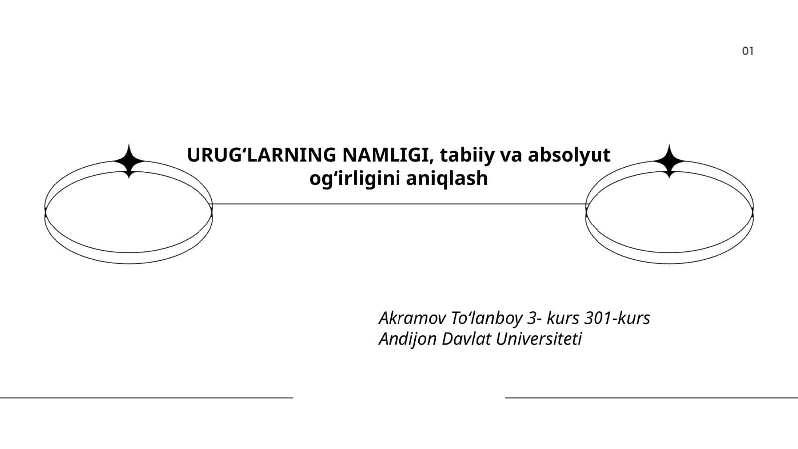 URUGʻLARNING NAMLIGI, tabiiy va absolyut ogʻirligini aniqlash 1