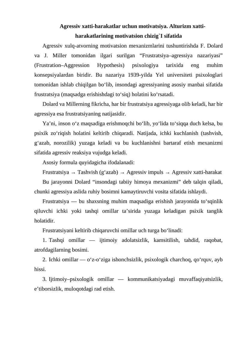 Frustration–Aggression Hypothesis 1