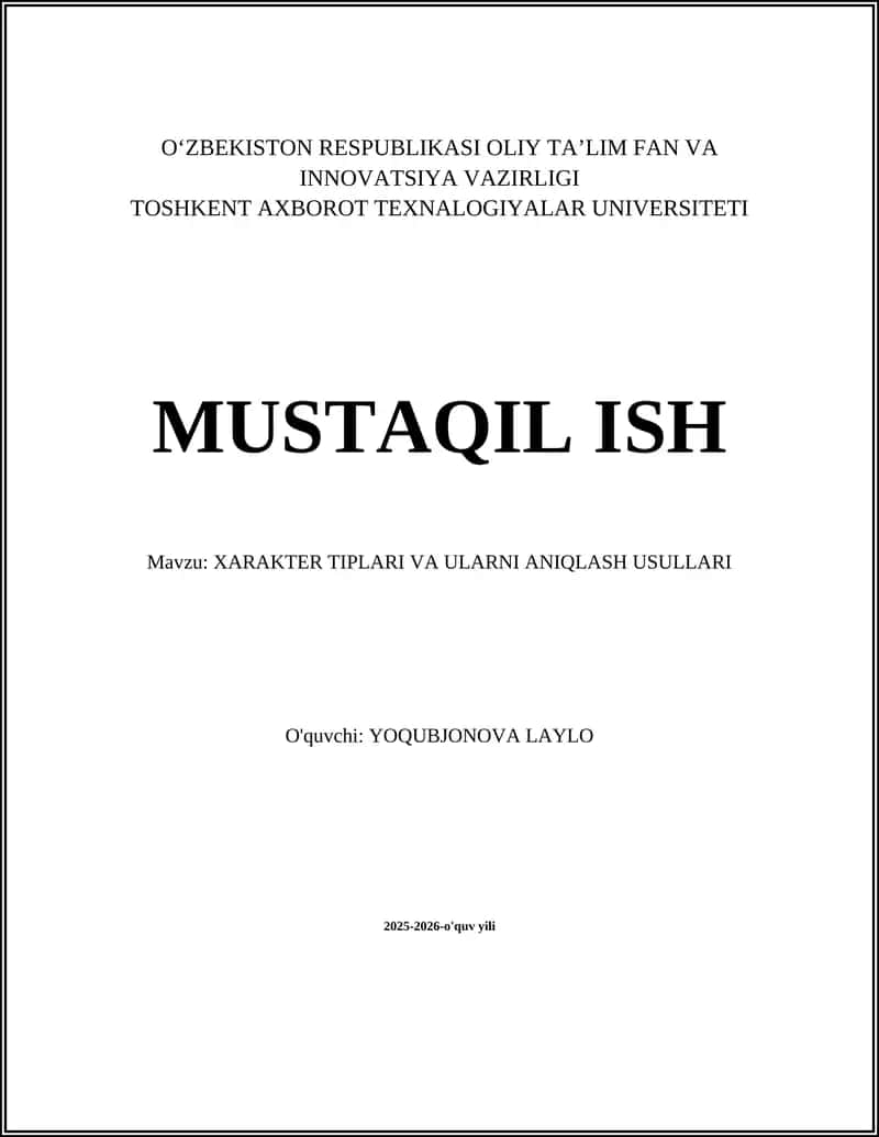 XARAKTER TIPLARI VA ULARNI ANIQLASH USULLARI 1