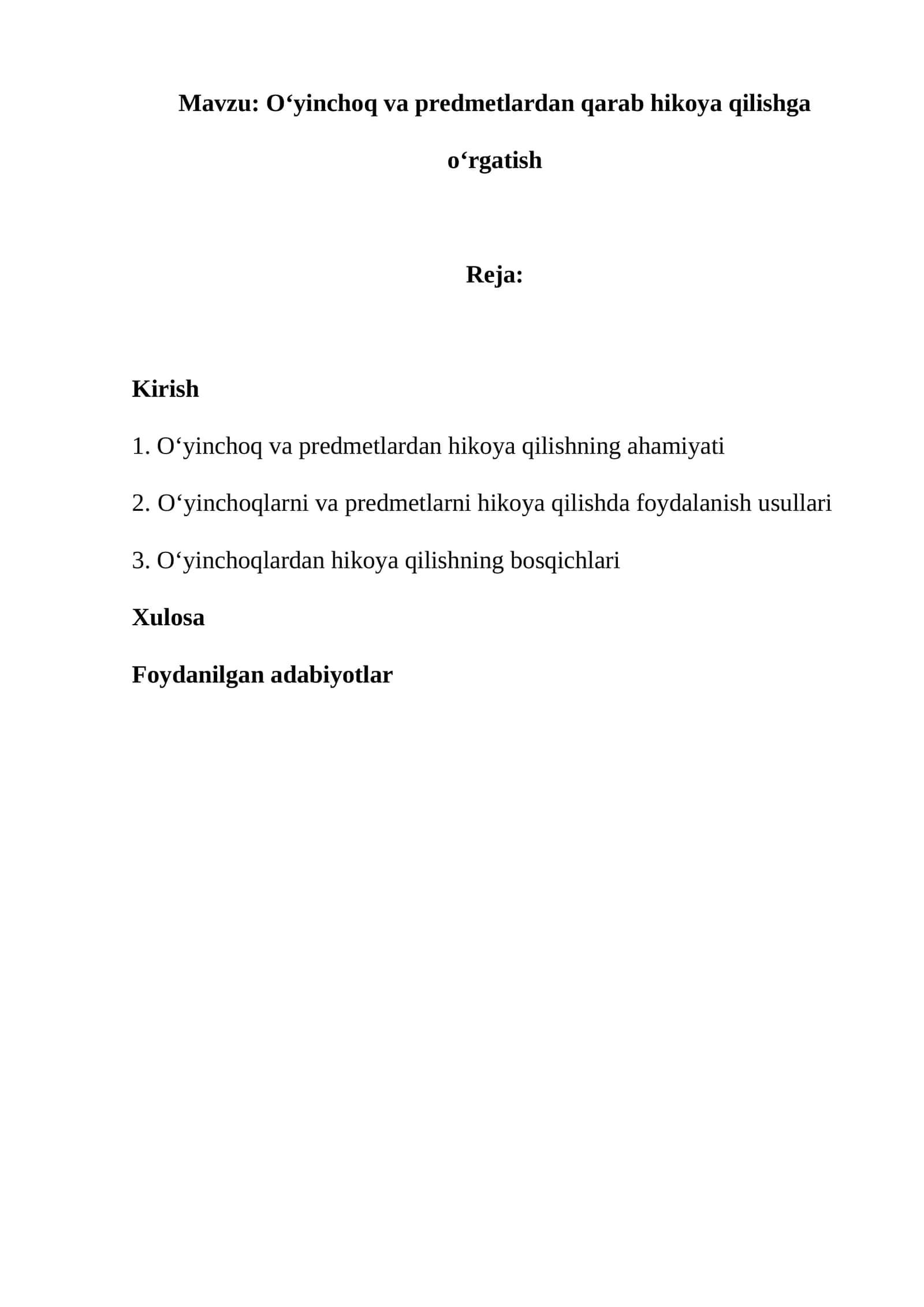 Oʻyinchoq va predmetlardan qarab hikoya qilishga oʻrgatish 1