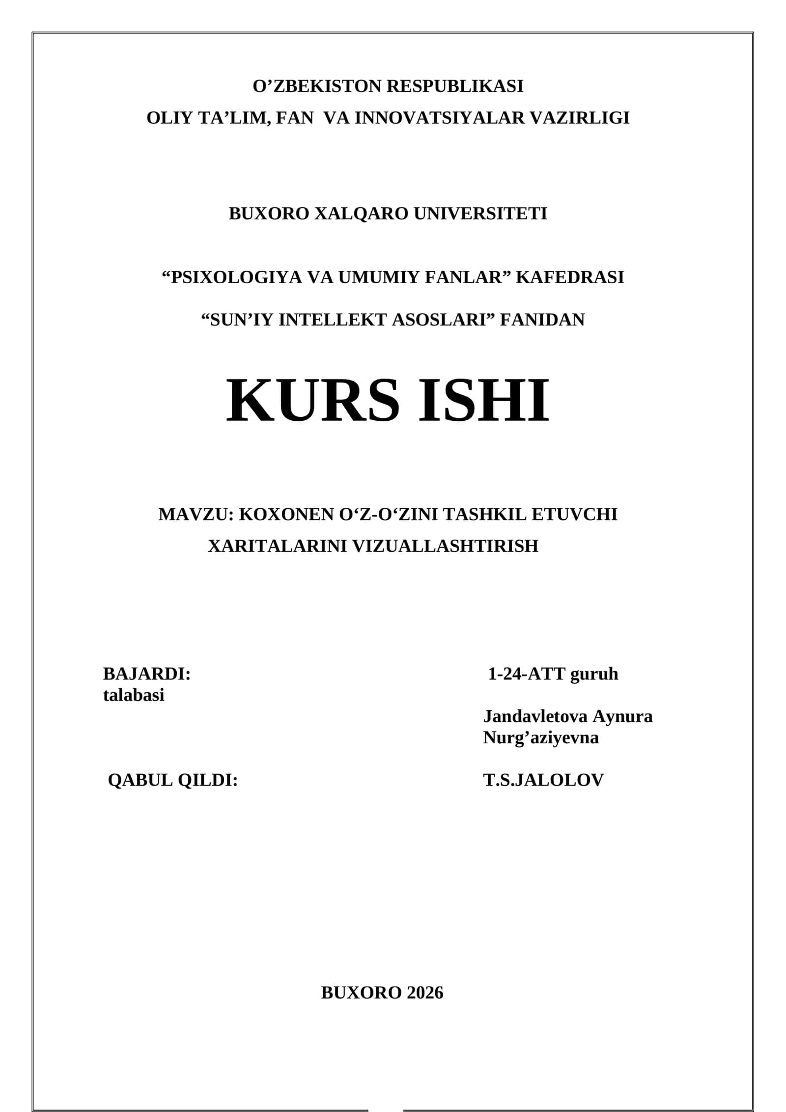 KOXONEN O‘Z-O‘ZINI TASHKIL ETUVCHI XARITALARINI VIZUALLASHTIRISH 1