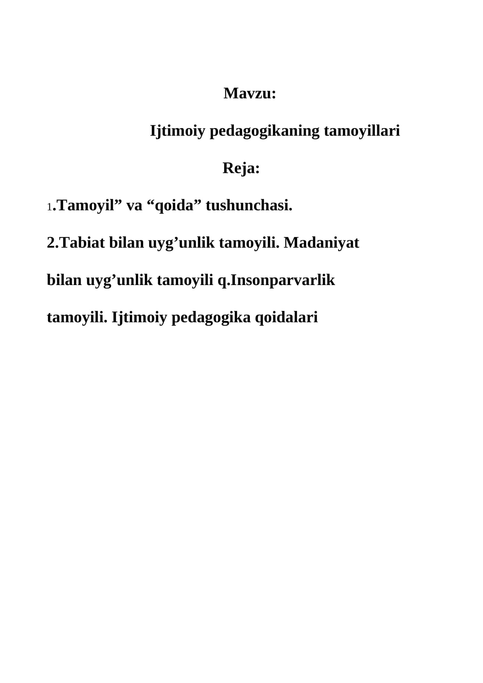 Ijtimoiy pedagogikaning tamoyillari 1